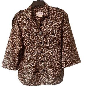 VTG LESLIE FAY Women's Animal Print Blouse/Jacket